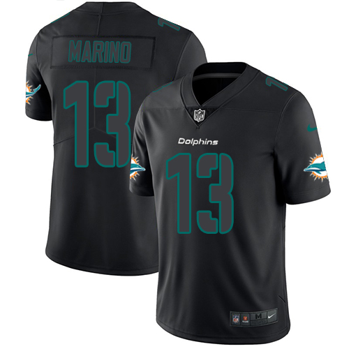Nike Miami Dolphins 13 Dan Marino Black Men Stitched NFL Limited Rush Impact Jersey